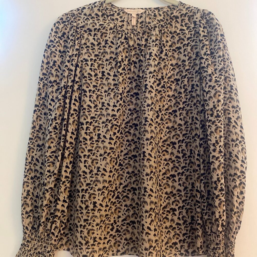 Rebecca Taylor Leopard Print Silk Blouse, Size 4